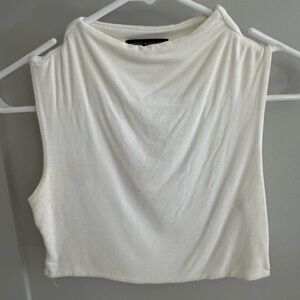 Naked Wardrobe White Sleeveless Crop Tank Top M